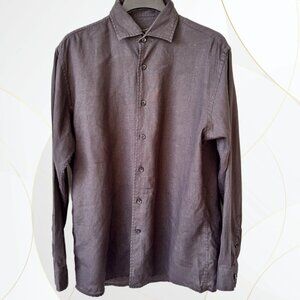 Pronto Uomo Linen Button-Up Shirt Black